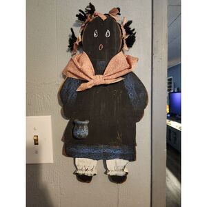 Vintage Black Folk Art Wall Decor Candle Holder‎ Wall Pocket